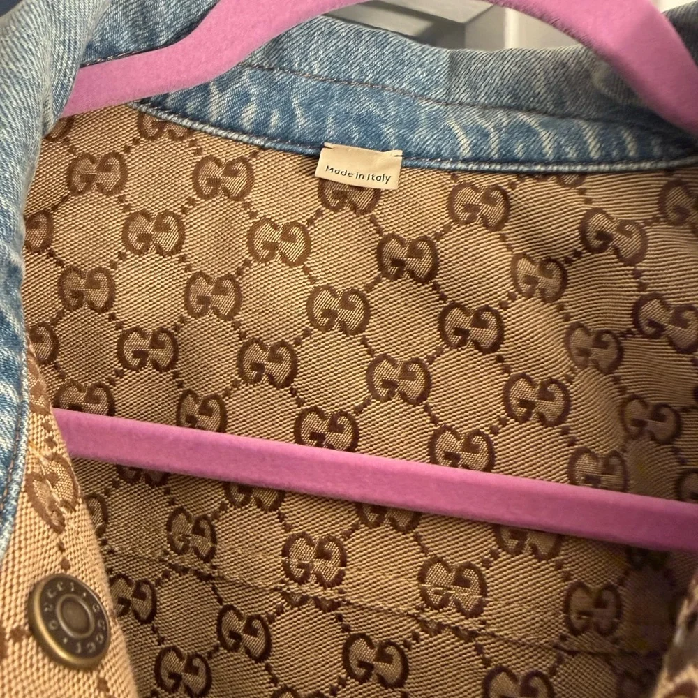 Gucci• Reversible Light Blue Denim & Beige GG Monogram Jacket